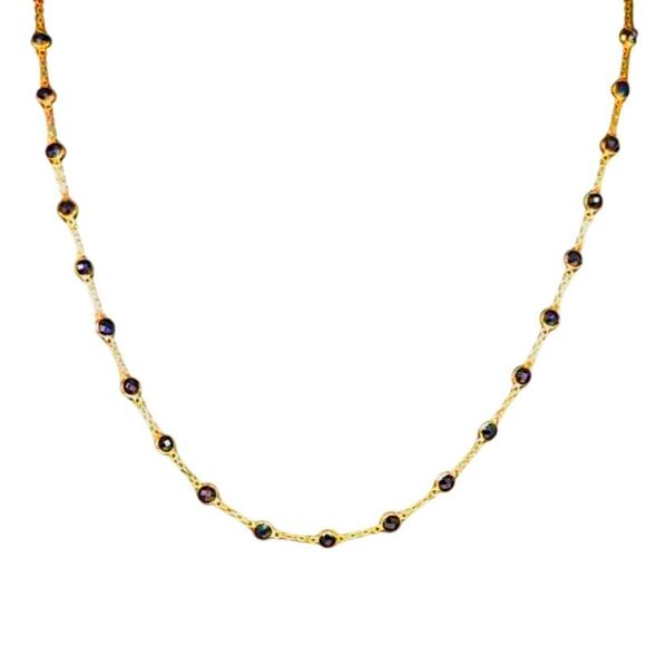 14k Yellow Gold Moonstone Chain Necklace 18" - Picture 1 of 8